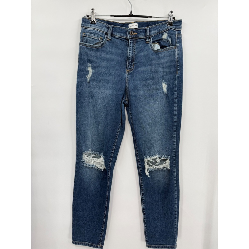 Sneak Peek 11/W30 Skinny Jeans W Blue Distressed High Rise Ripped Knee Denim